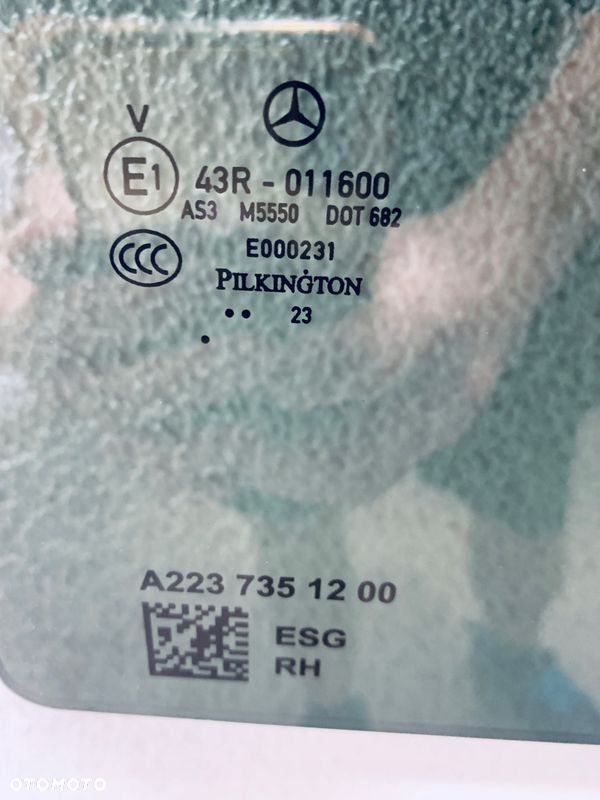 Szyby boczna tylna prawa MERCEDES S W223- 2021- PRZYCIEMNIANA+ORYGINAŁ - 2
