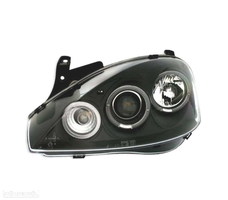 FARÓIS OPEL CORSA C 00-06 ANGEL EYES FUNDO PRETO H1 H1 - 4