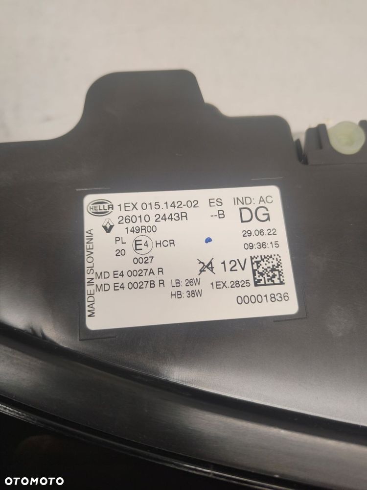 renault megane ev etech lampa prawy przód 260102443r - 3
