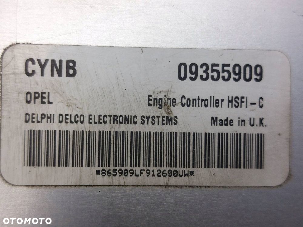 ZESTAW STARTOWY STEROWNIK IMMO OPEL ZAFIRA A 1.6 16V CYNB 09355909 - 2