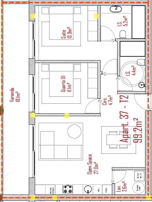 Apartamento T2 no Último Piso com Varanda e Piscina - Grande imagem: 3/10