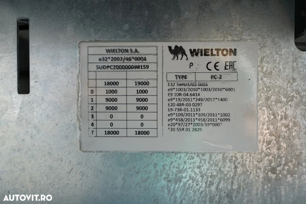 Wielton REMORCA BOARD / PENTRU CONSTRUCTIE / NOU / DISPONIBIL Imediat / GREUTATE: 3800 KG / JANTE ALIE - 19