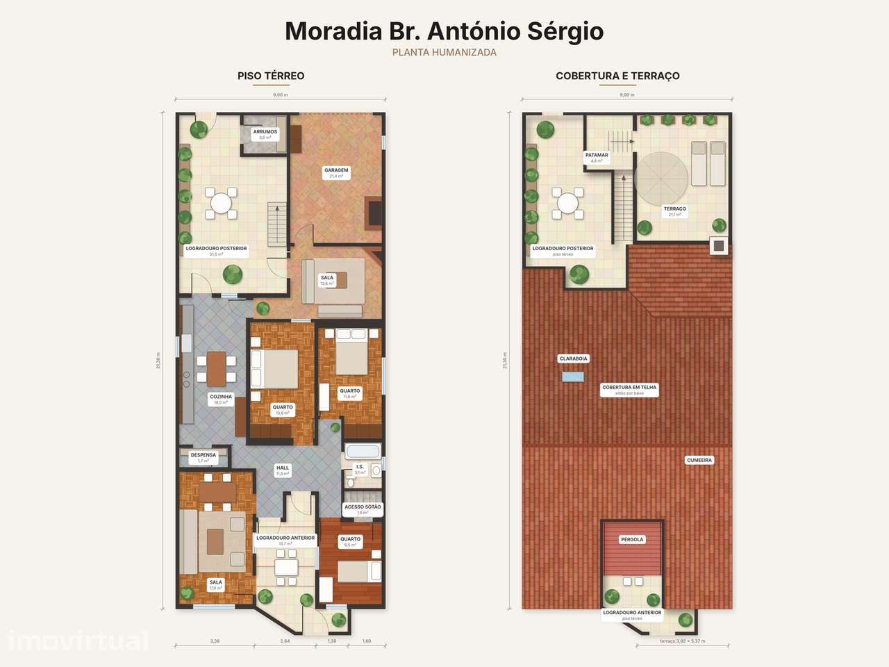 Moradia Térrea de Gaveto T3+2 com 2 salas e Sótão, Logradouro de Entra - Grande imagem: 2/49