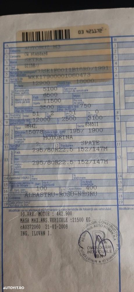 Piese autocar Setra S215H din 1991,motor Mercedes V8 clasic - 7