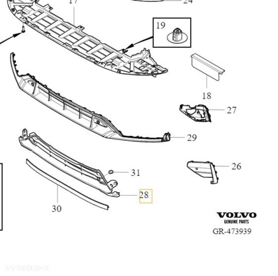 VOLVO S60 III V60 II dolna srodkowa atrapa kratka zderzaka OE 32293970 - 3