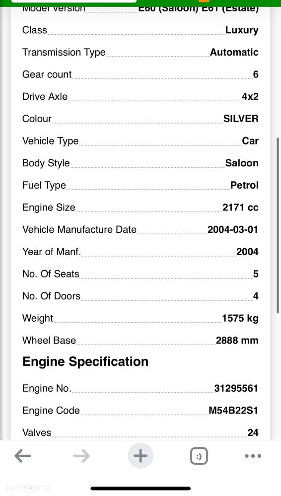 Silnik komplt BMW 2.2  520i 100% ok e60 e61 226s1 m54b22s1 170 koni - 15