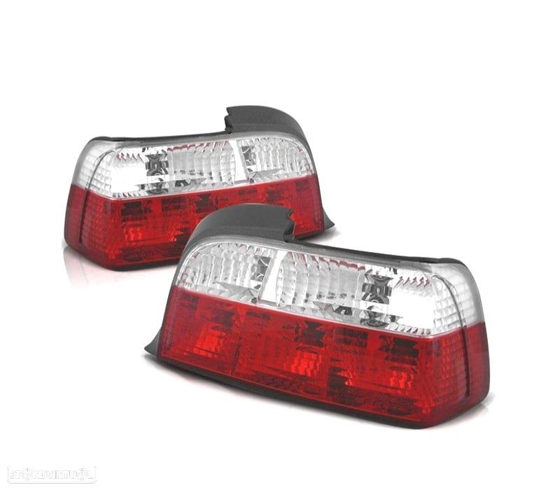 FAROLINS TRASEIROS BMW E36 90-97 VERMELHO BRANCO CRISTAL - 1