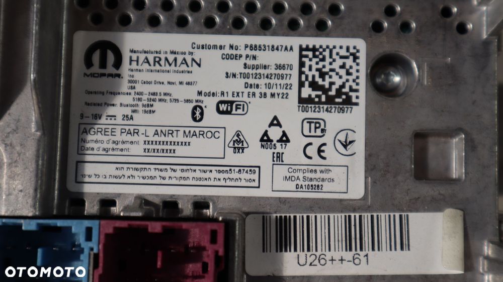 JEEP WRANGLER JL 18- RADIO 68531847AA - 4