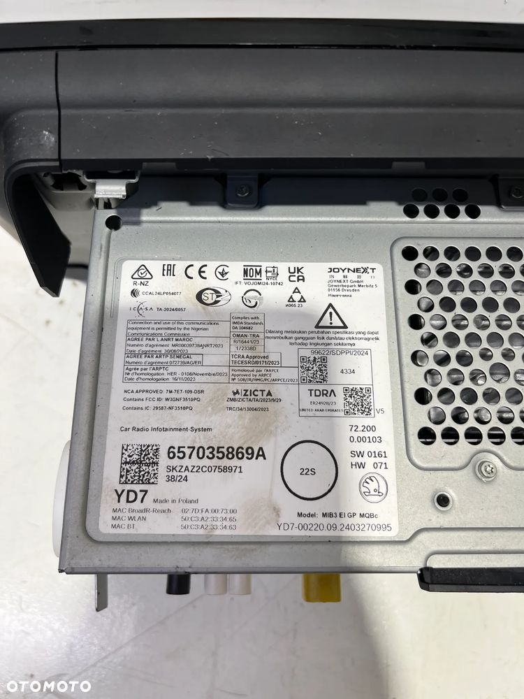 SKODA FABIA 4 IV 2024  SCALA WYŚWIETLACZ MONITOR RADIO NAWIGACJA 657035869A - 4