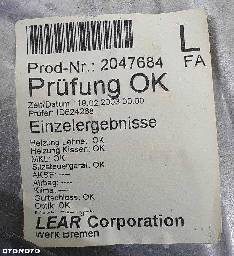 FOTEL LEWY PRZÓD KIEROWCY POMPOWANY GRZANY MERCEDES W209 CLK AMG EUROPA - 15