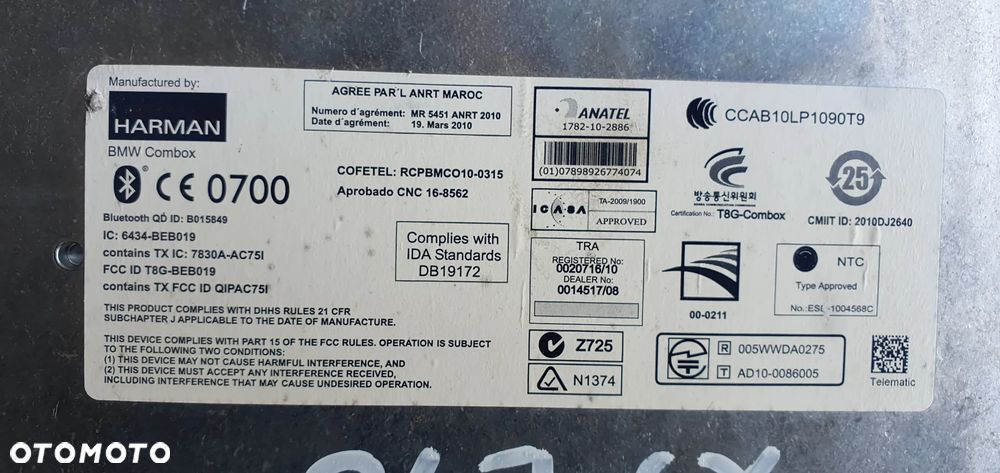 Moduł sterownik bluetooth BMW X5 E70 9257161 - 6