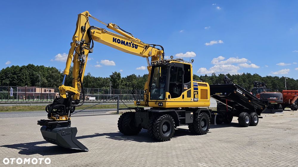 Komatsu PW160-10 ( PW 160, 148) głowica Engcon Rototilt szczypce przyczepa BIGAB BT-8 - 2