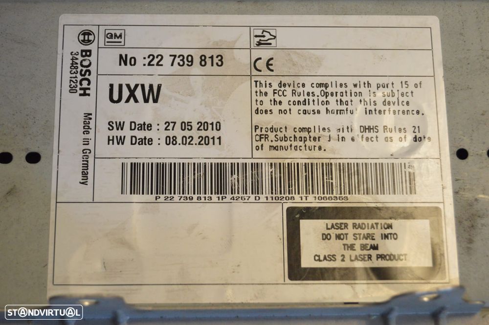 DISPLAY COMANDOS PAINEL CONTROLO COMUNICAÇÃO RADIO AUTORADIO LEITOR CD NAVIGATOR GPS BOSCH 22739813 344831230 7612004257 OPEL INSIGNIA A G09 TOURER 2.0 CDTI 130CV A20DT - 5