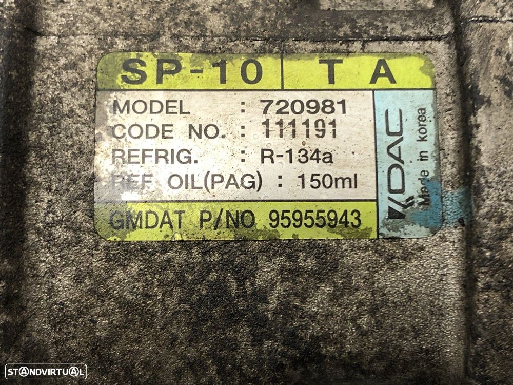 Compressor de ar condicionado CHEVROLET AVEO 1.2 REF. 95955943 MOTOR B12D - 5