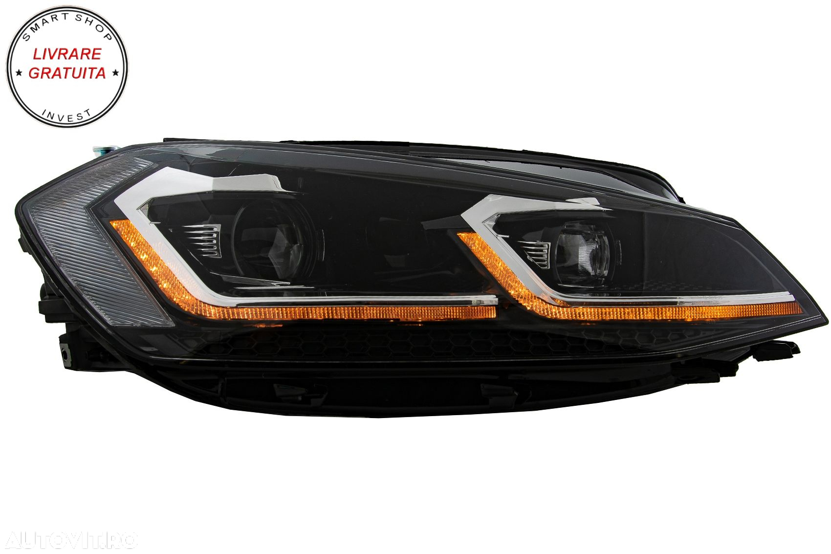 Faruri LED VW Golf 7.5 VII Facelift (2017-up) cu Semnal Dinamic- livrare gratuita - 5