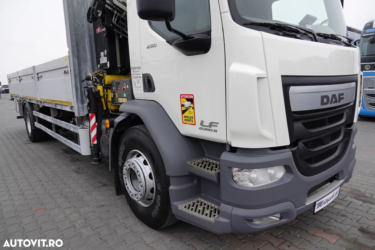 DAF LF 250 / 4X2 / CUTIE - 7.30 + HDS HYVA HB 150XE3 / RADIOCOMANDĂ / ROTATOR / CAPACITATE MAX: 5200 KG / EURO 6 - 8
