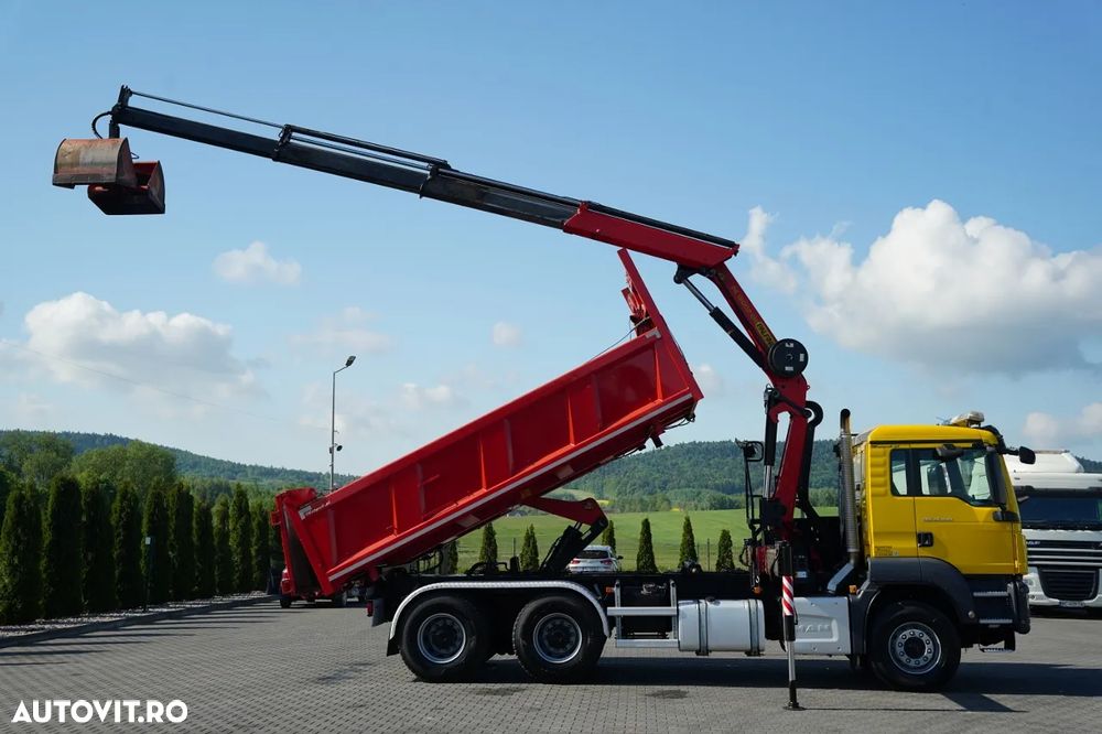 MAN TGS 26.420 / 6x4 / BASCULĂ DUBLĂ / LATERALĂ HIDRODORIZATĂ / BORDMATIC + PALFINGER 18002 HDS / ROTATOR / PILOT / EURO 6 - 6