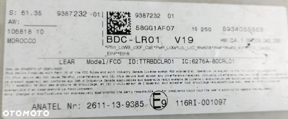 M45 MODUŁ STEROWNIK BDC FEM BMW X1 F48 9387232 - 6