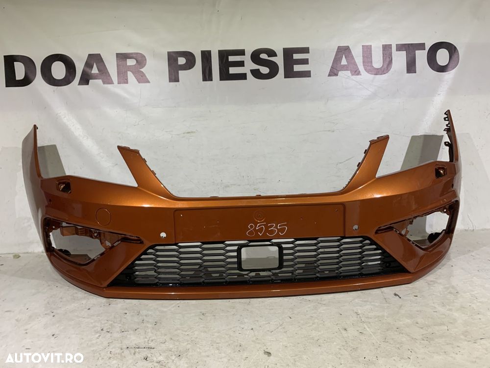Bara fata Seat Leon 3, facelift, 2016, 2017, 2018, 2019, cod origine OE 5F0807221AB, cu gauri pentru spalatori faruri si senzori de parcare (4). - 1