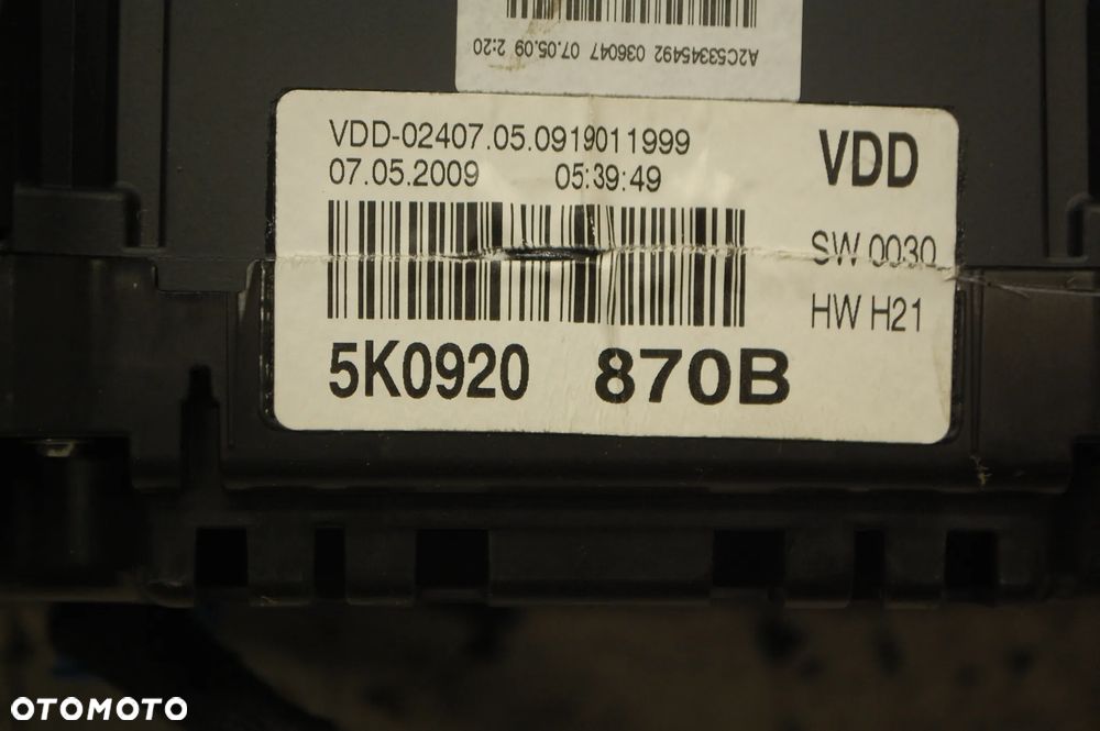 LICZNIK ZEGAR 5K0920870B VW GOLF VI 1.4 TSI 160TYS.KM - 4