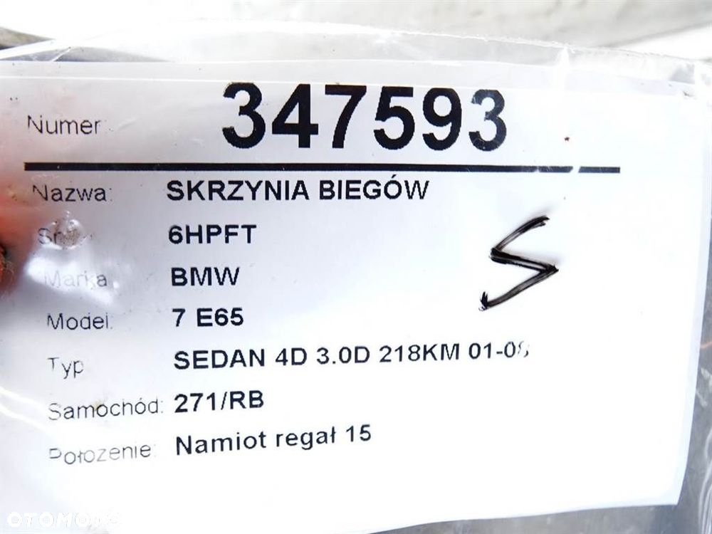 SKRZYNIA BIEGÓW  BMW 7 (E65, E66, E67) 2001 - 2009 730 d 160 kW [218 KM] olej napędowy 2002 - 2005 - 9