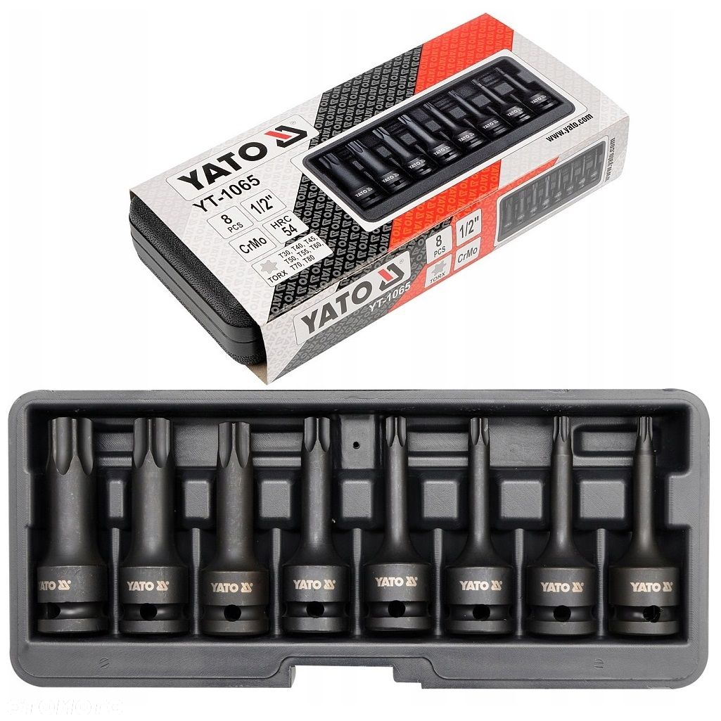 YATO YT-1065 ZESTAW KLUCZY UDROWYCH TRZPIENIOWYCH NASADEK TORX 1/2" T30-T80 - 6
