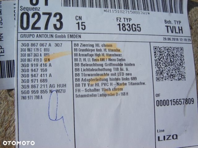 VW PASSAT B8 BOCZEK TAPICERKA SKÓRA NOWA ORYGINAŁ - 4