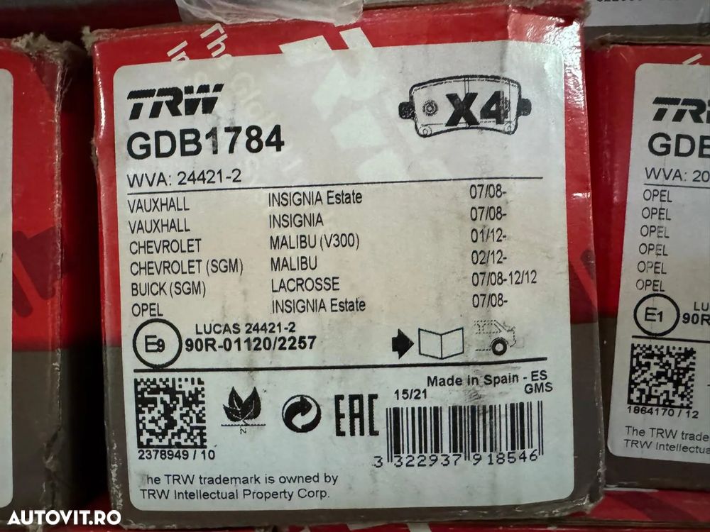 GDB1784 | Set Placute Frana | Opel Insignia - 1