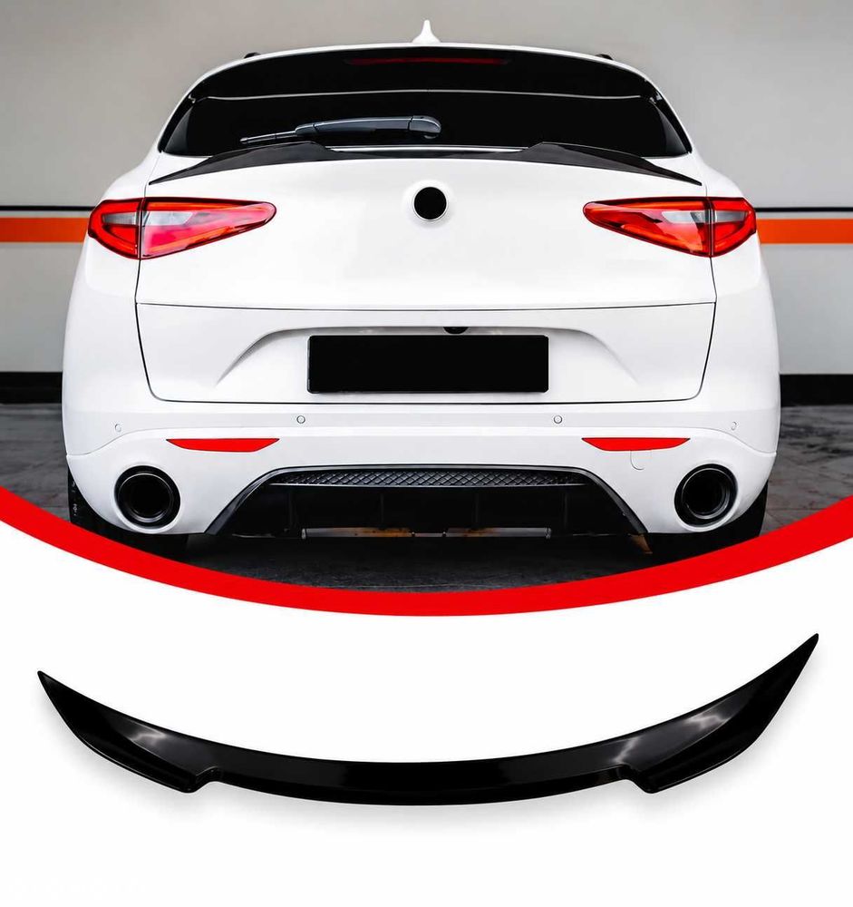 Alfa Romeo Stelvio Spoiler MID Dokładka Lotka Pod Szybę CZARNY POŁYSK
