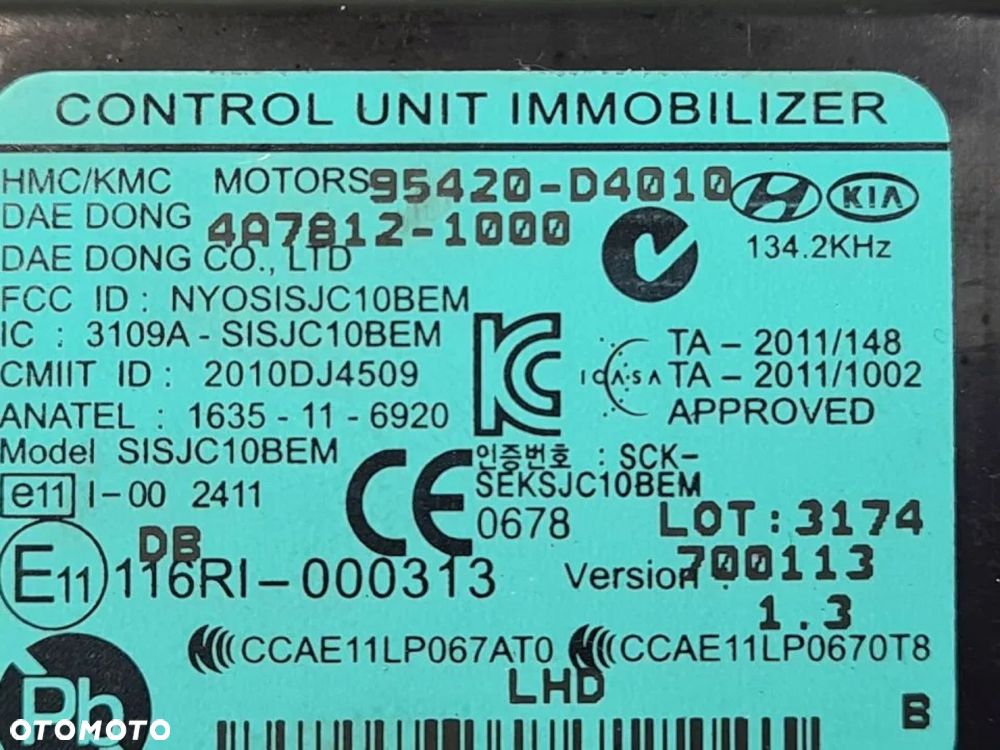 MODUŁ IMMOBILIZER KIA OPTIMA IV 2017r 95420-D4010 - 3