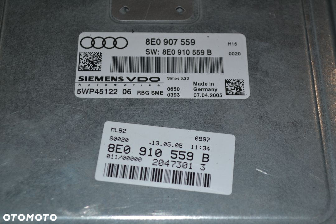 AUDI A4 B7 3,2 FSI AUK KOMPUTER STEROWNIK SILNIKA 8E0910559B 5WP45122 06 SIEMENS - 3