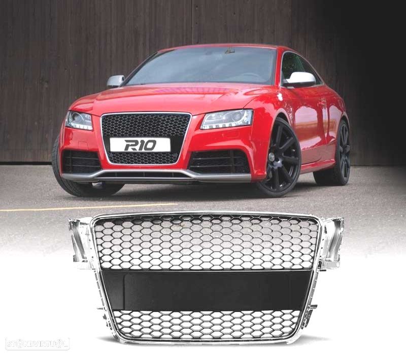 GRELHA FRONTAL PARA AUDI A5 07-11 CROMADA LOOK RS - 1
