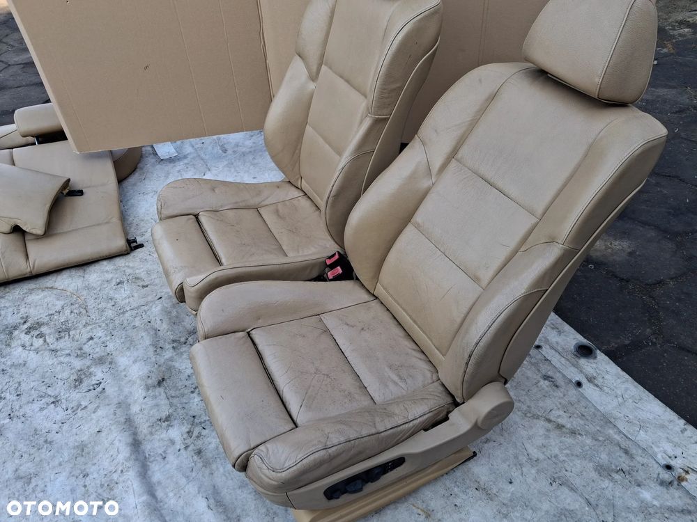BMW 5 E60 E61 Fotele SPORT skóra skórzane FULL elektryka EUROPA dzielona kanapa jasne beżowe komplet foteli boczki - 7