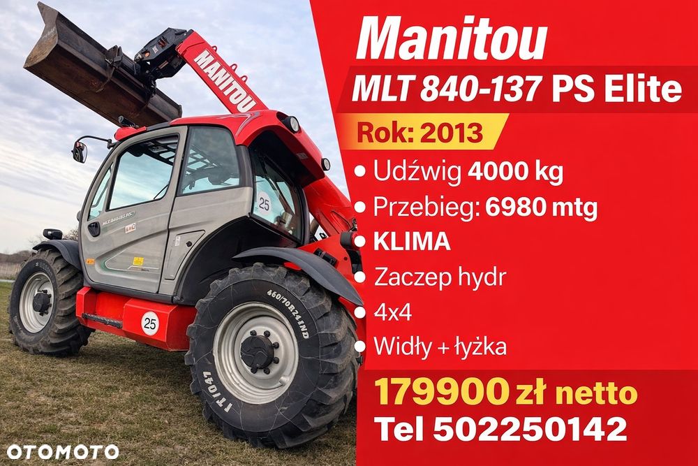 Manitou Manitou Ładowarka teleskopowa Manitou Mlt 840 137 PS łyżka widły Merlo 42.7 TF 737 130 Jcb 541-70 Bobcat TL 38.70 rolnicza budowlana KLIMA 841-145 PS+ zaczep hydr 625 630 635 733 737 741 742 841 850 961 - 1