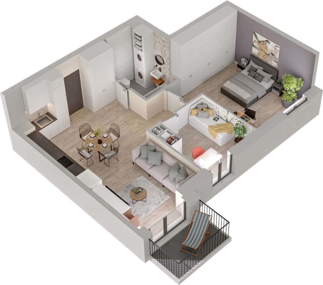 2.M.16| 62,47 m² | 3 pokoje z balkonem | Krzyki- Gaj