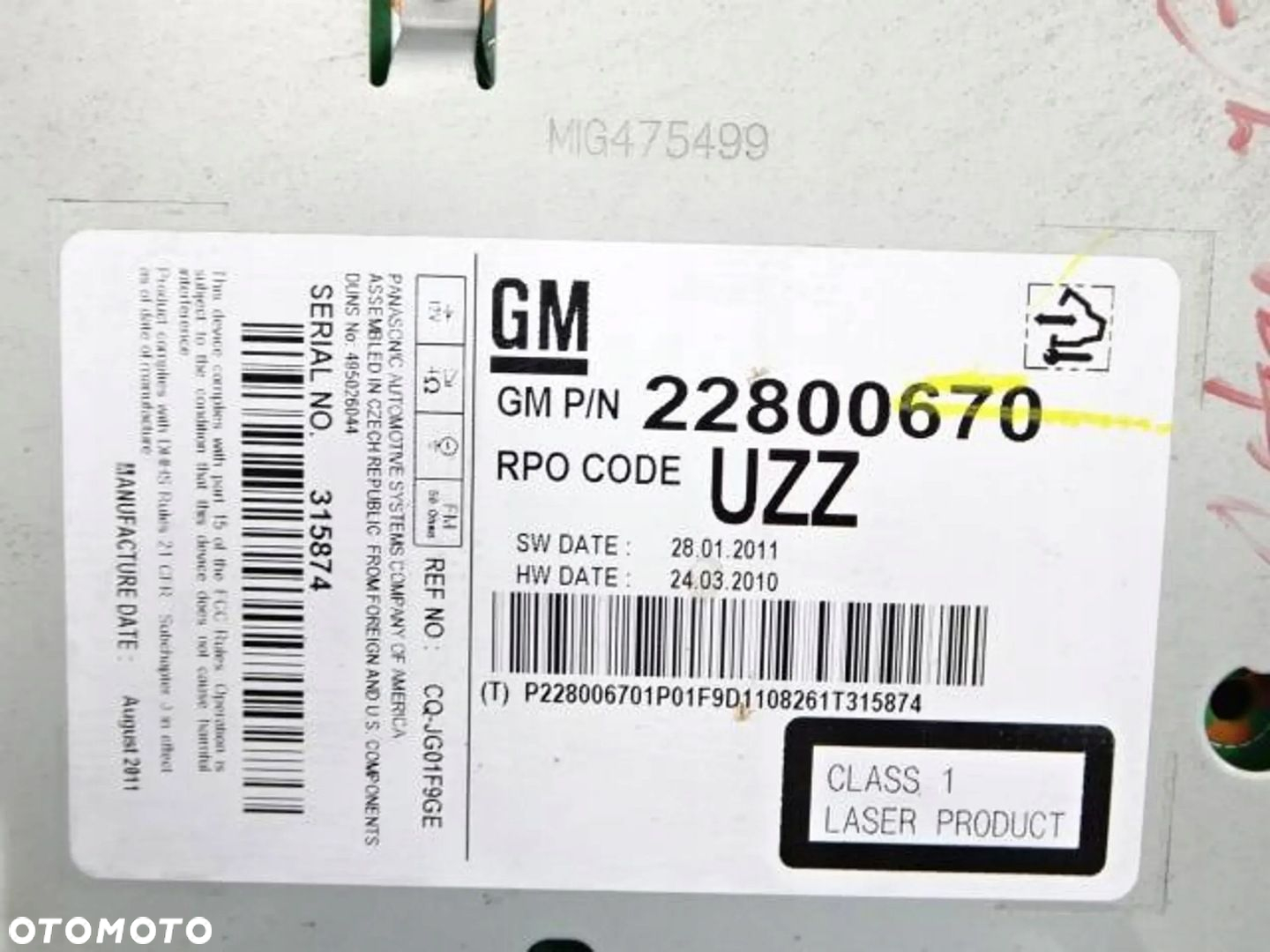 Radio CD Opel Astra J 09-12 r. - 5