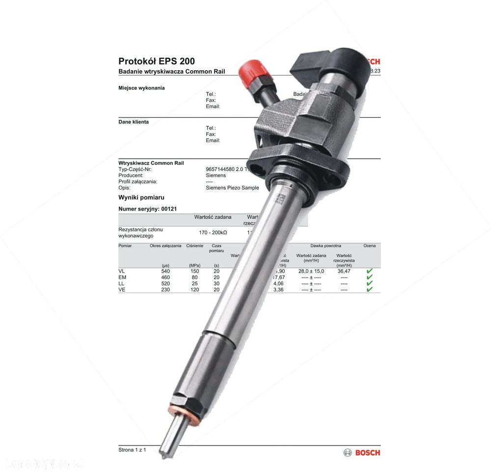WTRYSKIWACZ SIEMENS FORD VOLVO 2.0HDI 9657144580 - 2
