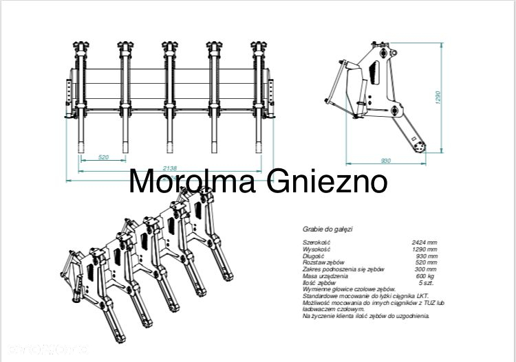 BRONA LEŚNA ZGRABIARKA DO GAŁĘZI grabiarka do lasu drzew KOŁASZEWSKI - 3