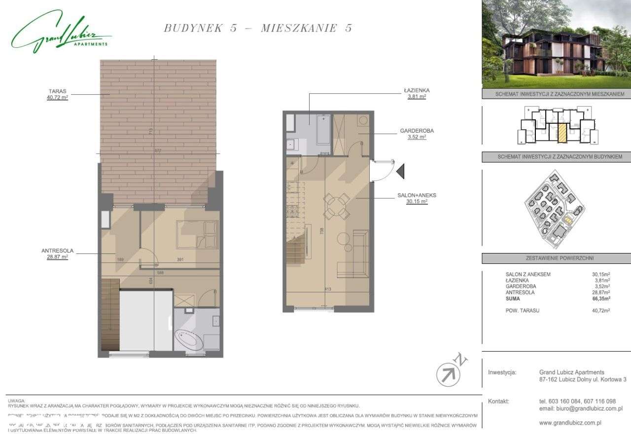 Grand Lubicz Apartments 66,35 m2 Taras 40,72m2 - Pełny obrazek: 5/35
