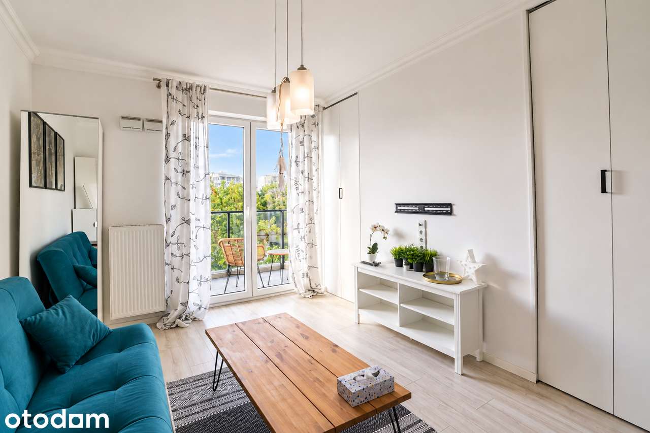 Studio ze strefą sypialnianą i dużym balkonem|Żoliborz, blisko Arkadii