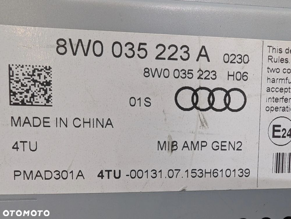 AUDI A4 B9 A5 8W Q5 WZMACNIACZ AUDIO BANG 8W0035223A - 5