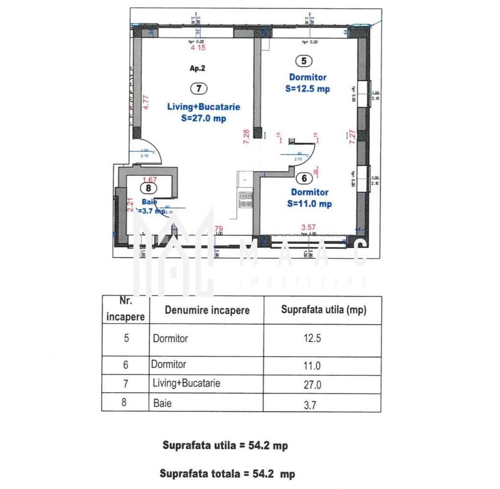 Apartament cu 3 camere | 54 MPU | Balcon | 2 locuri de parcare | Turni — fotografia 3