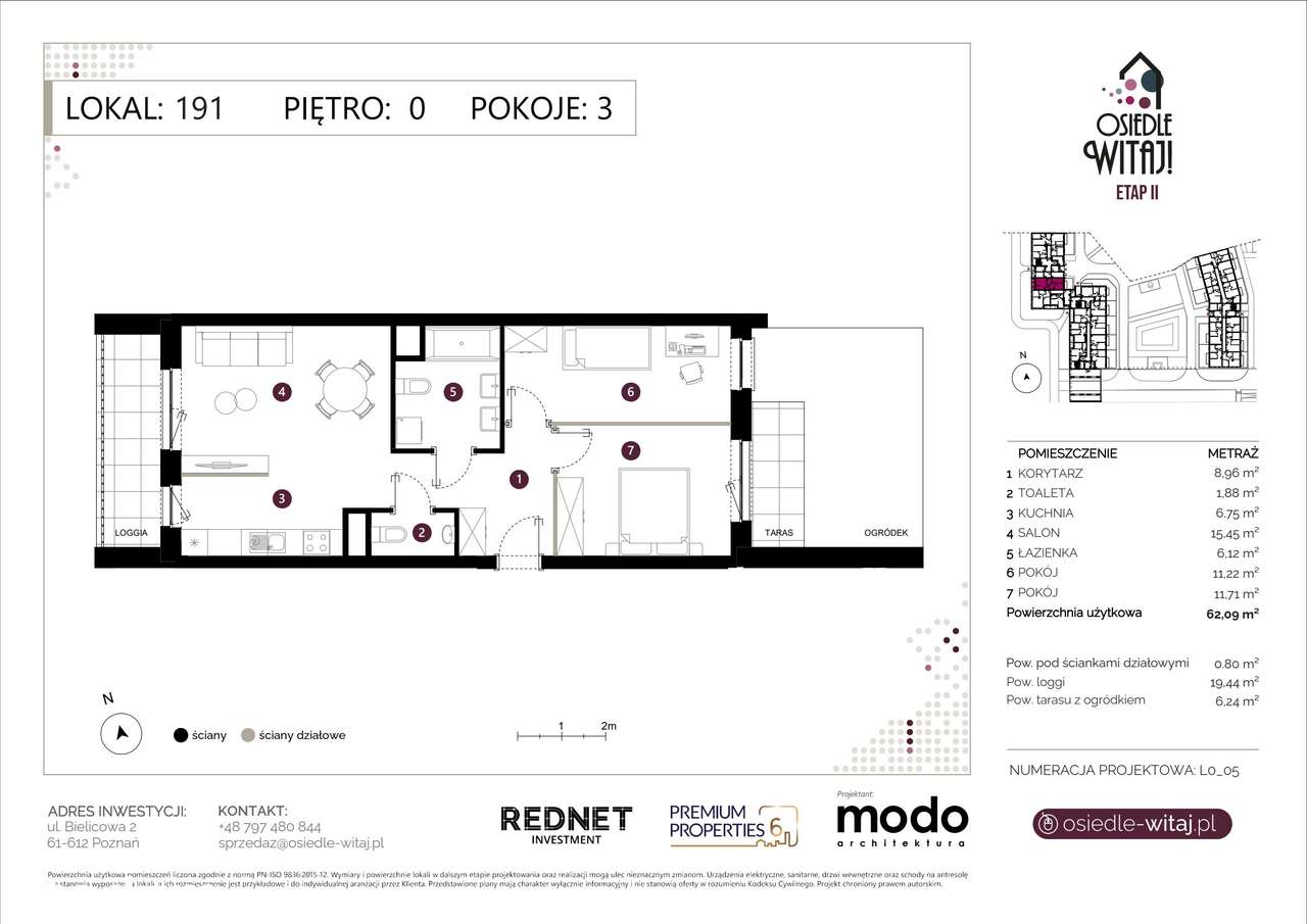 3-pokojowe mieszkanie 62m2 + ogródek - Pełny obrazek: 2/17