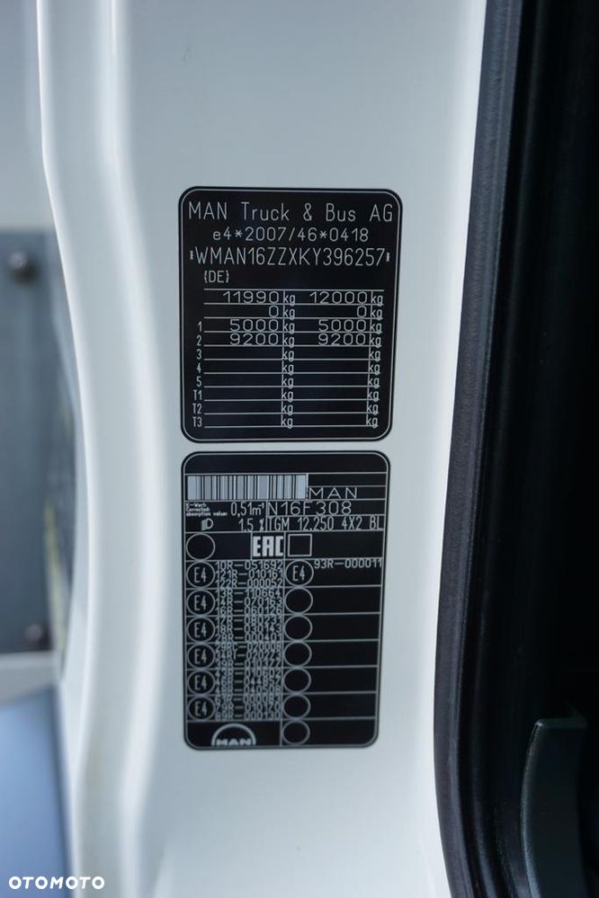 MAN TGM / 12.250 / EURO 6 / KONTENER + WINDA / 20 PALET / DŁ. 8 M - 11