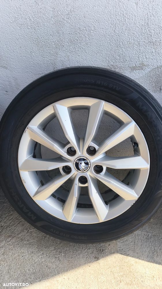 Set jante aliaj Skoda Minoris 6,5J x 16 ET 46 5x112 se vand cu sau fara anvelope (2 sunt bune, 2 nu) 205/55/16 - 3