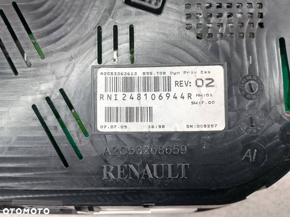 LICZNIK RENAULT MEGANE III 248106944R A2C53363613 A2C53258659 1.6 16V - 6