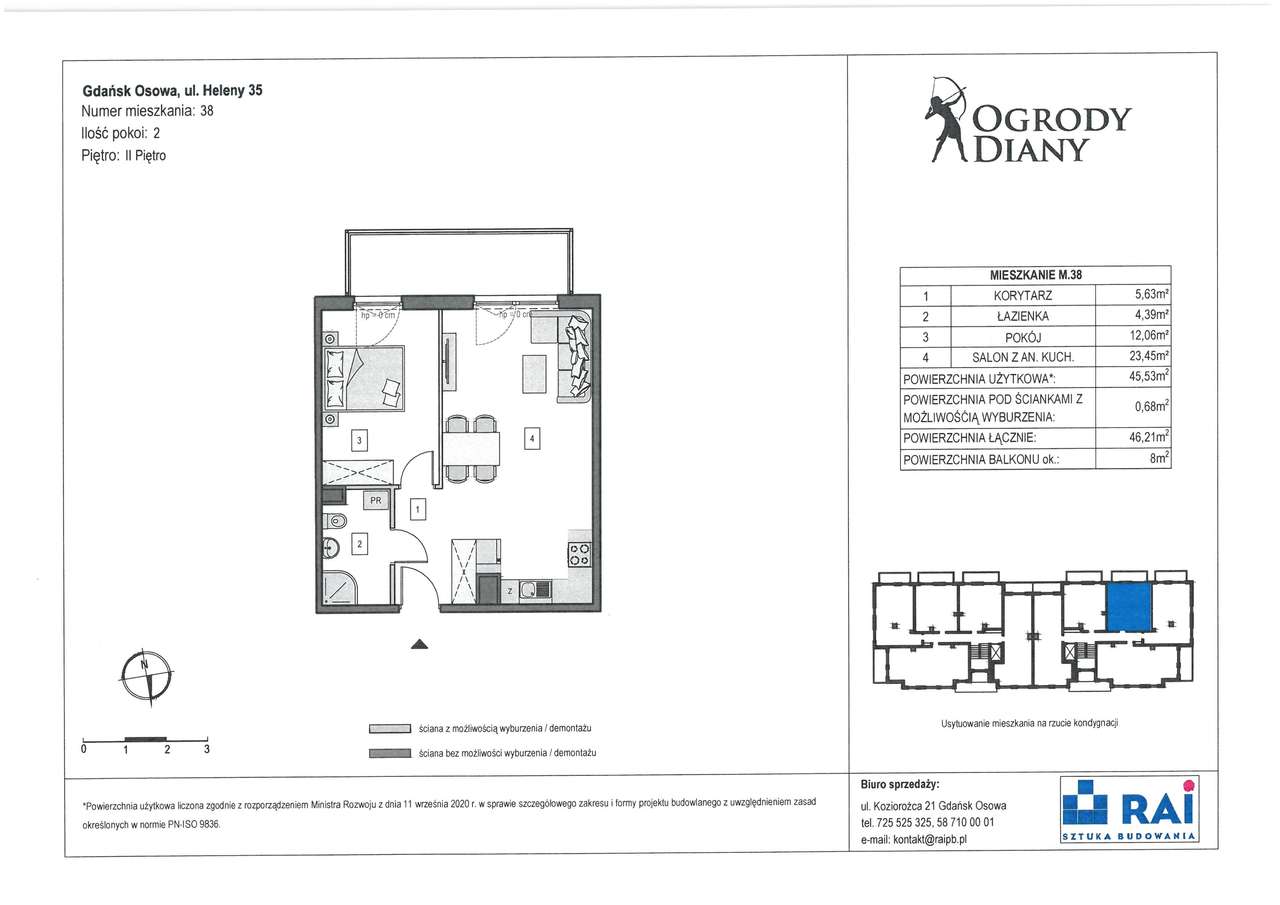 2-pokojowe mieszkanie 45m2 + balkon Bez Prowizji