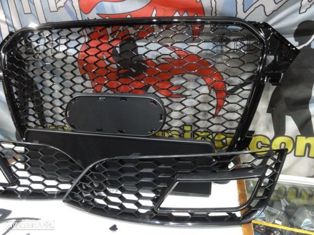 Grelha frontal + grelhas faróis nevoeiro Audi A4 B8 11-15 RS LOOK preto brilhante +suporte símbolo - 5