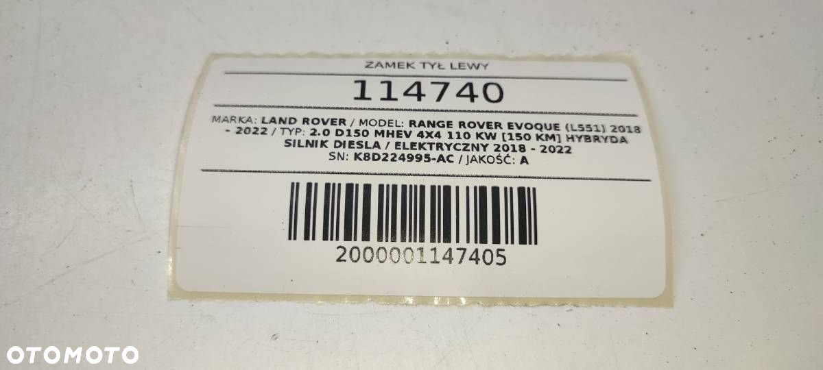 ZAMEK TYŁ LEWY K8D2 24995-AC RANGE ROVER EVOQUE L551 EUROPA - 5