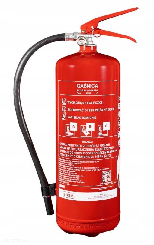 gaśnica proszkowa 6 kg gp-6x abc z uchwytem zaczepowym - 5